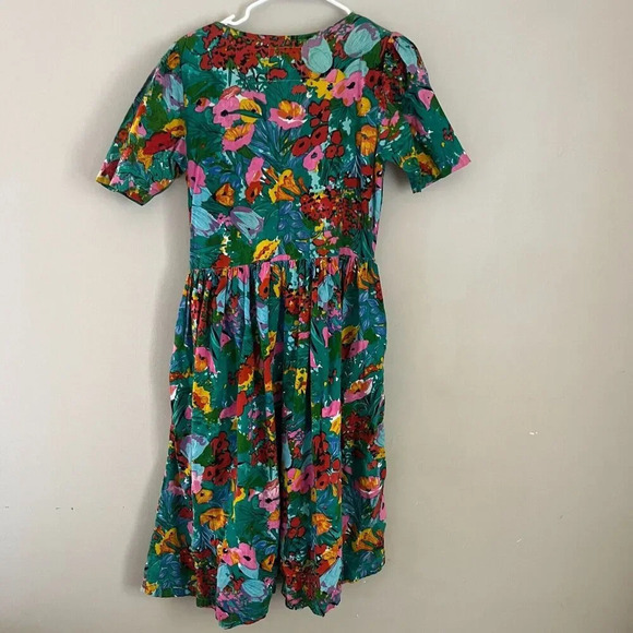 Vtg Copy Right Womens Floral Colorful Shirt Dress Short Sleeve Button Front - Picture 2 of 10